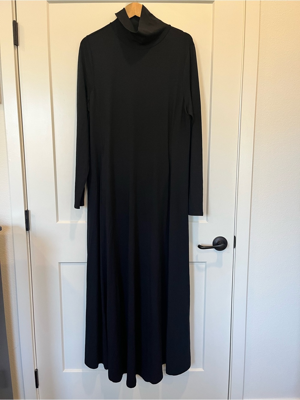 Soft Surroundings black turtle neck long sleeve maxi minimalist neutral dress XL
